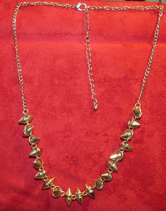 Golden Punk Spike Necklace.