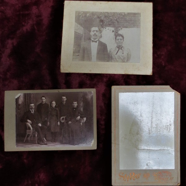 3 Antique CDV Cabinet Card Photos from 1880's Family