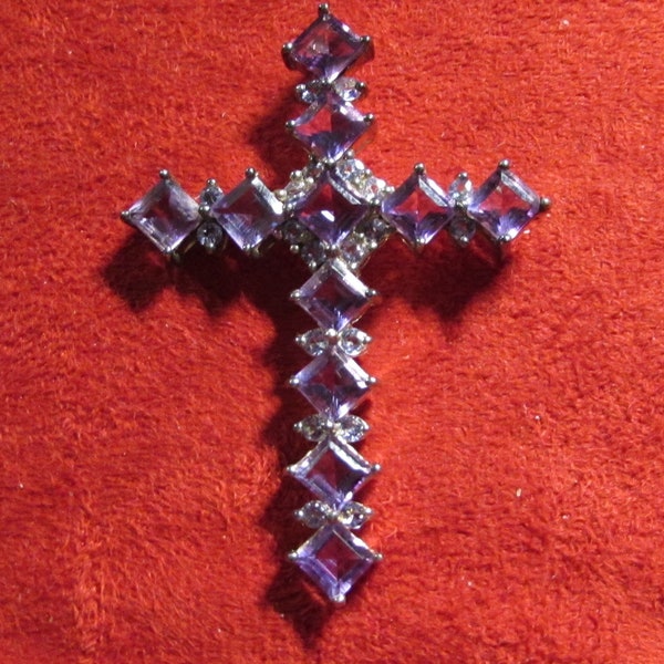 Vintage Sterling Silver and Amethyst Cross Pendant