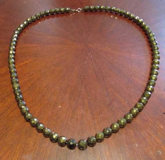 1940's Era String of Iridescent Golden Glass Bead… - image 3