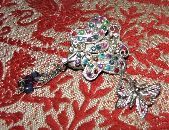 Pair of Vintage Butterfly Pins~Bug Brooches~Japan… - image 2