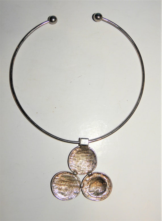 1970's Modernist cuff choker necklace. Triple swi… - image 4