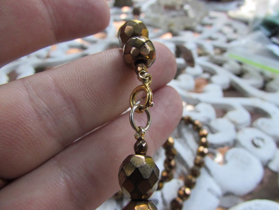 1940's Era String of Iridescent Golden Glass Bead… - image 8