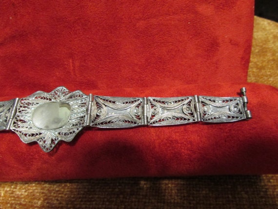 Vintage Silver Egyptian Revival Nielo Bracelet wi… - image 4