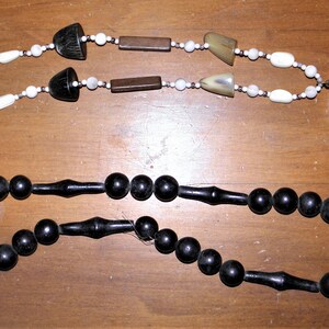 2 Vintage Tribal style necklaces made of Wood, Horn and Shell