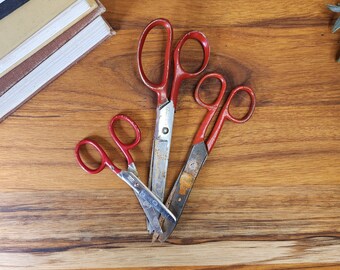 Set of 3 Vintage Red Scissors