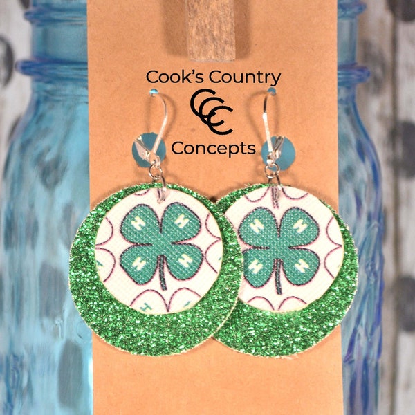 Sparkly, Bling 4-H Earrings to show your club love in the arena