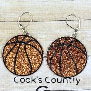 Sparkly, 1 1/4&quot; Bling Basketball earrings!