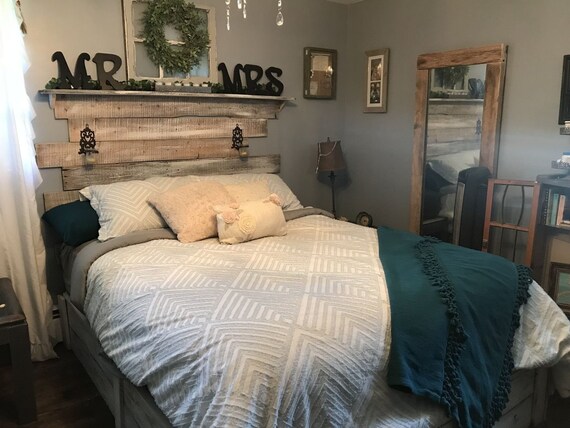 Reclaimed Wood Bed Frame And Headboard Etsy