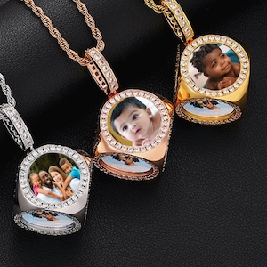 Custom made Cube Photo Memory Pendant Necklace Hip Hop Jewelry Personalized, gift for him/her