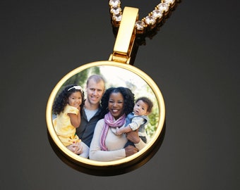 LARGE UNI, Collier rond photo sur mesure, Collier photo rond, Collier photo, Collier photo pendentif, Cadeau pour homme et femme