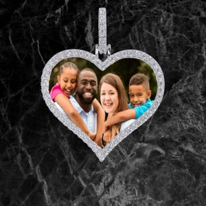 Personalized Heart Custom Made Photo Necklace & Pendant with choice of Chains, Hip Hop Iced Out.