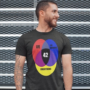 Life The Universe Everything 42 T-Shirts/Hitchhikers Guide to the Galaxy/Venn Diagram Shirt/ Fan Tee/Science Fiction