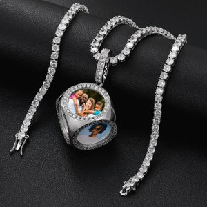 Personalized Custom made Cube Photo Memory Pendant Necklace Hip Hop Jewelry Personalized, gift for him/her