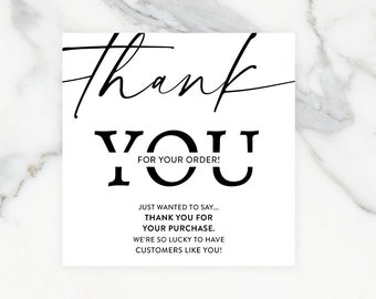 Printable Business Thank You For Your Order Insert Card, 2 Designs, Editable PDF!