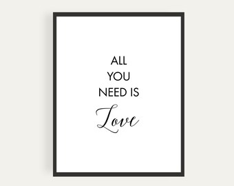 All You Need Is Love, The Beatles, Printable Poster, Instant Download, Downloadable Art