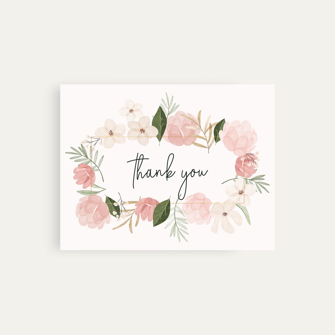 Printable Thank You Cards, Floral Print, Flower Printable, Small ...