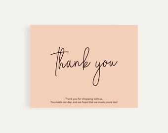 Printable Thank You Cards in Pastel Beige, Digital Inserts, Instant Download, Thank You For Your Order