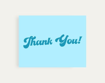 Printable Thank You Cards in Retro Blue, Digital Inserts, Instant Download, Thank You For Your Order