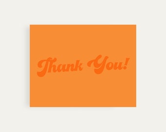 Printable Thank You Cards in Retro Orange, Digital Inserts, Instant Download, Thank You For Your Order