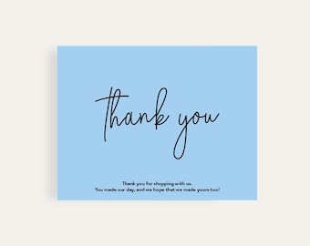 Printable Thank You Cards in Pastel Blue, Digital Inserts, Instant Download, Thank You For Your Order