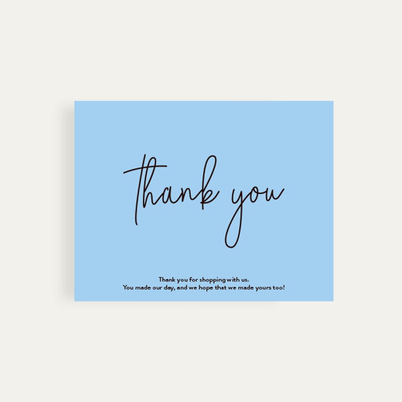 Printable Thank You Cards in Pastel Blue, Digital Inserts, Instant