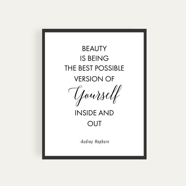 Beauty Is Being The Best Possible Version Of Yourself Inside and Out, Audrey Hepburn, Quote, Printable Poster, Instant Download