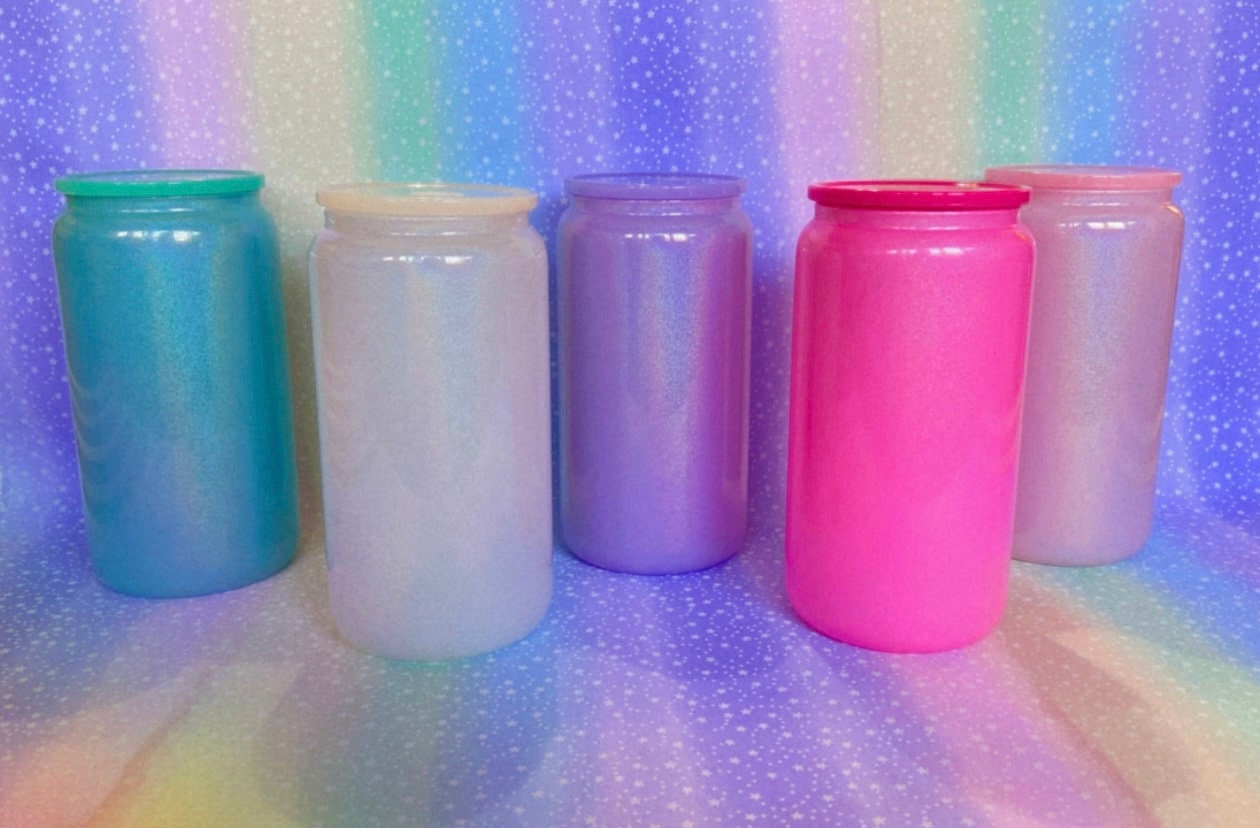 Shimmer Colored glass Libby cups rhinestone lid with straw 16oz RTS –  Little Lovies Boutique