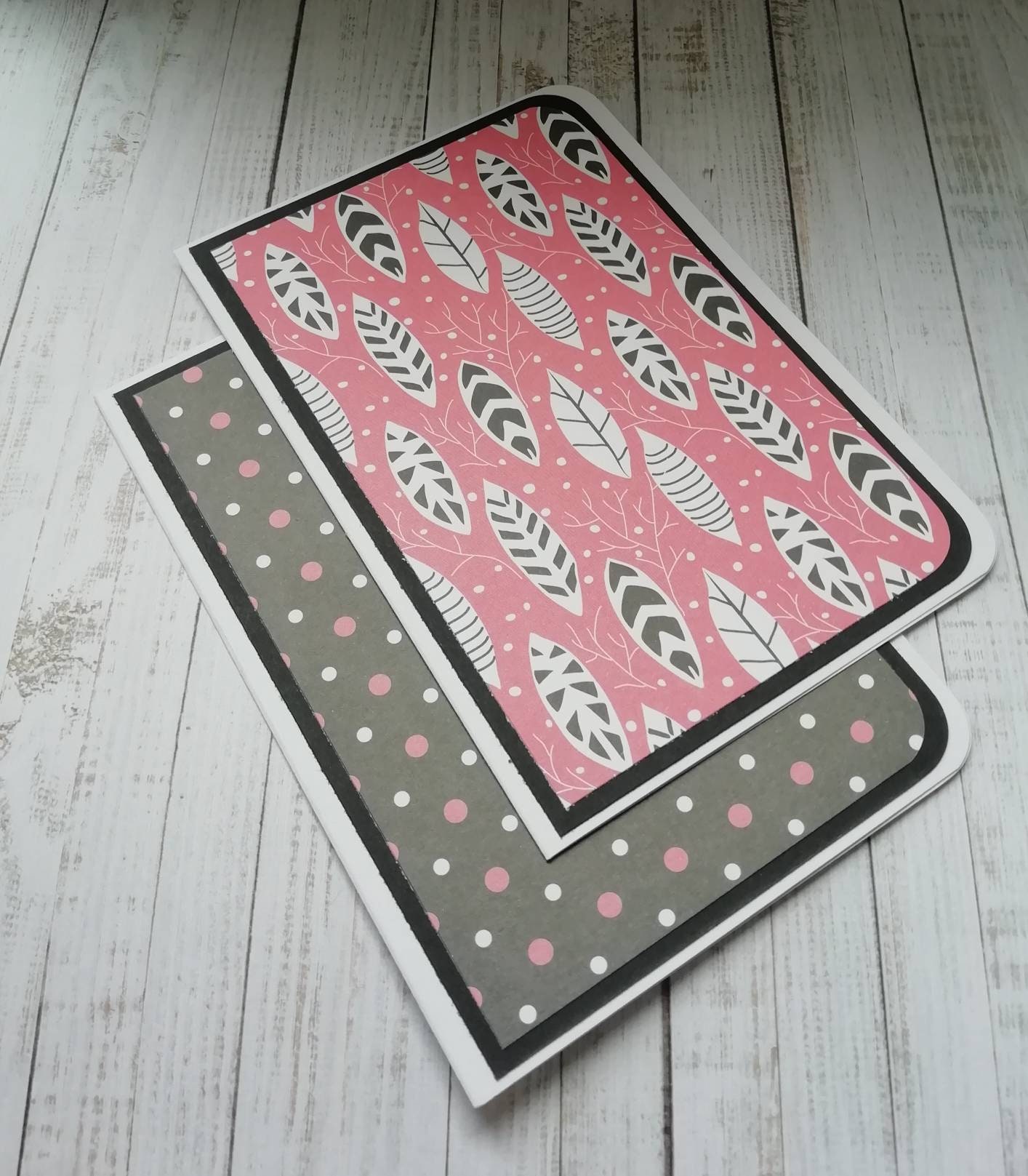 Handmade set of six notecards and envelopes in a box pink and Etsy