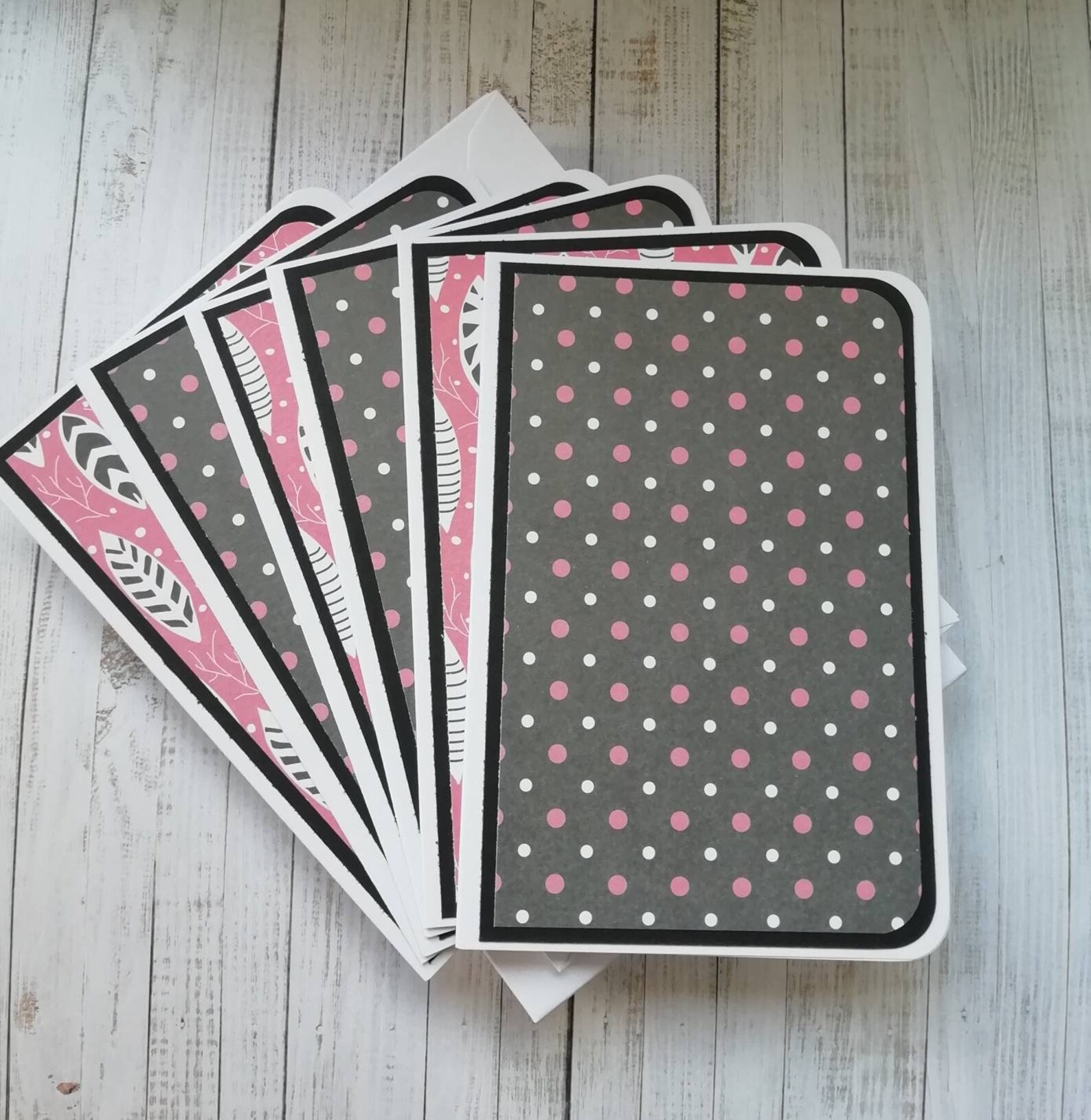 Handmade set of six notecards and envelopes in a box pink and Etsy