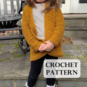 PATTERN - Kids&#39; Southern Sunset Cardigan, Child Crochet Cardigan, Kids&#39; Crochet Sweater, Intermediate Skill Level, Star Stitch