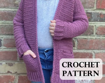 PATTERN - Kids' Catalina Cardigan, Child Crochet Cardigan, Kids' Crochet Sweater, Beginner Friendly