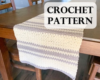 PATRÓN - Patrón de corredor de mesa de rayas Calahan, corredor de mesa de ganchillo, corredor de rayas moderno