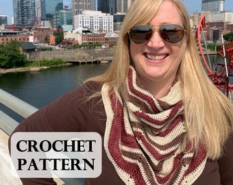 Pattern - Nashville Cowl, Crochet cowl, chevron stripes, neck accessory, crochet pattern