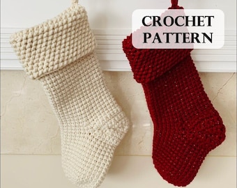 PATTERN - Rustic Wonderland Stocking, Crochet Stocking Pattern, Christmas Stocking Pattern, Farmhouse Decor, Modern Crochet