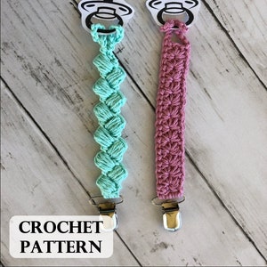 PATROON, Daisy & Pedal Fopspeen Clip, Haakpatroon, kraamcadeau, binky houder, Dummy Clip