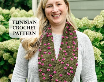 PATTERN, Metamorphic Scarf - Tunisian, Tunisian Crochet Scarf Pattern, Infinity Scarf, DK yarn, Assigned Pooling Yarn