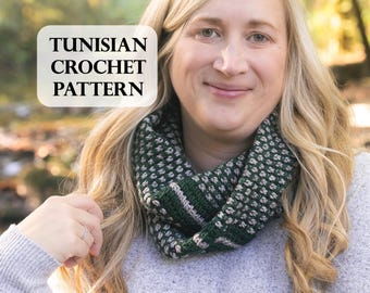 PATTERN, Codex Cowl, Tunisian Crochet Pattern, Cowl, DK weight yarn, Two Colors, In The Round, Advanced Beginner, Intermediate
