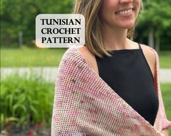 Pattern, Full Fade Shawl - Tunisian, Tunisian Crochet Pattern, Tunisian Shawl, Tunisian crochet, fingering weight yarn, mini skeins