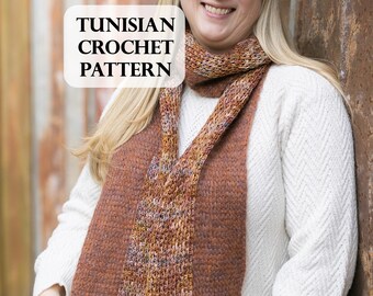 PATTERN, VL Tunisian crochet Scarf, Tunisian Crochet Scarf Pattern, DK weight, Suri Yarn
