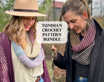 PATTERN BUNDLE, Cordillera Infinity Scarf, Tunisian Crochet Pattern, Infinity Scarf, Brioche like, Advanced Beginner, knit like
