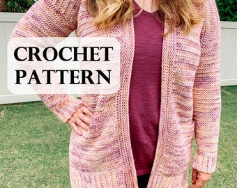 PATTERN - Catalina Cardigan, Crochet Cardigan, Crochet Sweater, Beginner Friendly Pattern, DK weight, Size Inclusive