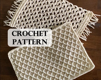 PATTERN - Ember  Diamond & Cosmic Knot Placemats, Crochet Pattern, Modern Crochet Placemats, Crochet Table, Boho table decor