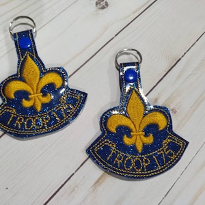 Help a scout go to CAMP! Boy Scout inspired key chain ***GREAT LEADER GiFt*** PeRsONaLiZE cub BsA Fleur Di Lis