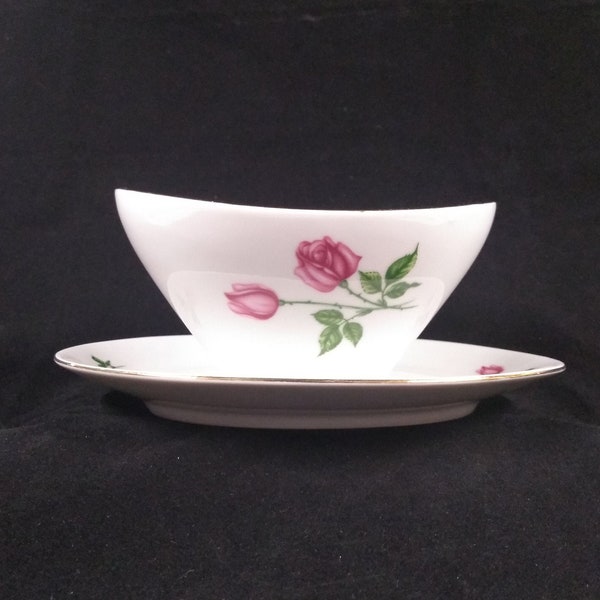 Vintage Bareuther Waldsassen Gravy Boat with Attached Under-Plate