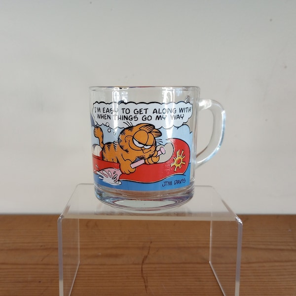 Vintage Garfield Glass Mug from McDonald's/Anchor Hocking - Im Easy To Get Along With