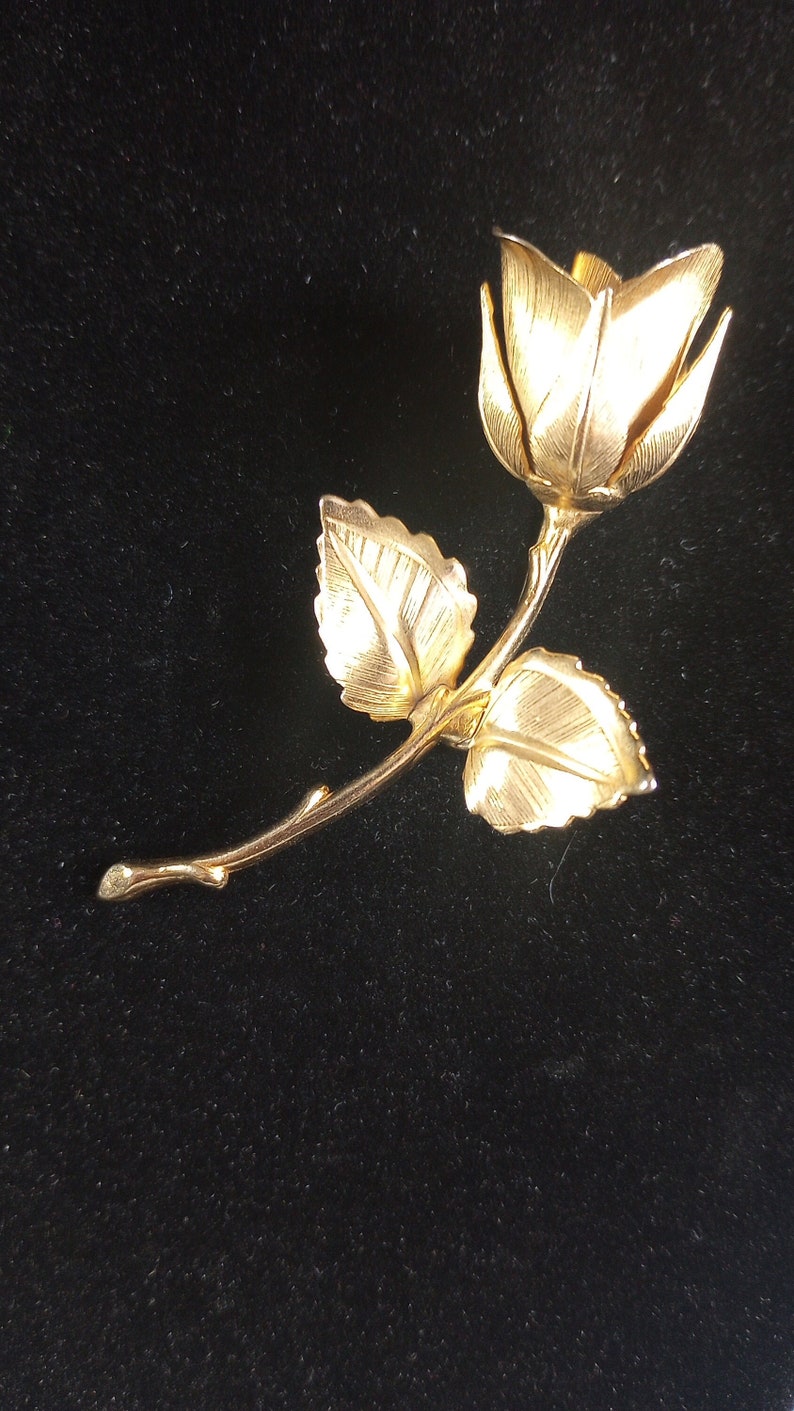 Vtg Giovanni Gold Tone Rose Pin/Brooch image 2