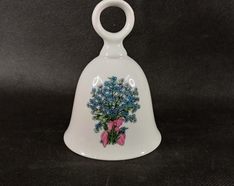 Ceramic Circle Handled Bell with Forget Me Nots Takahashi San Francisco