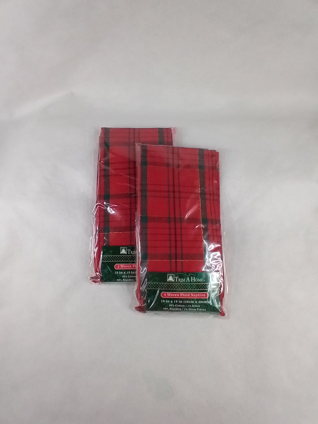 Vintage Kmart Holiday Woven Plaid Napkins Etsy