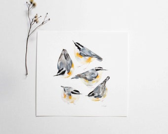 Original watercolour painting "Nuthatches"